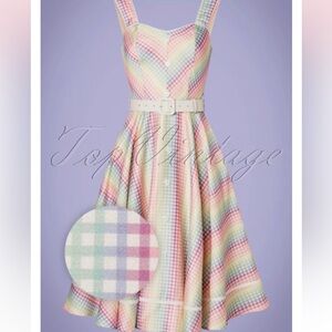 💛SOLD💛Like New Voodoo Vixen Rainbow Gingham Trixie Pinup Dress: M